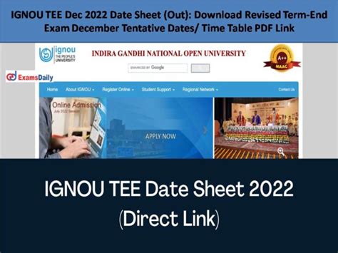 IGNOU TEE December 2022: Revised timetable for IGNOU TEE Decemb.